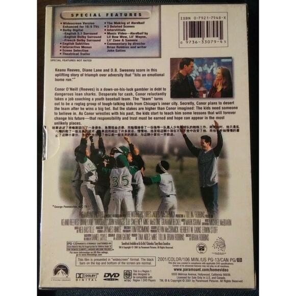 Hardball DVD Collection 2002 Keanu Reeves Diane Lane Brian Robbins Paramount - Picture 2 of 2